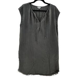 Women’s Sleeveless Dress Size Medium Gray Splendid Half Button Tie Fringe Bottom